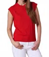 Minnie Rose Cap Sleeve Crew Tee In Cranberry In Red
