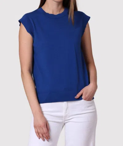 Minnie Rose Cap Sleeve Crew Tee In Paradiso In Blue