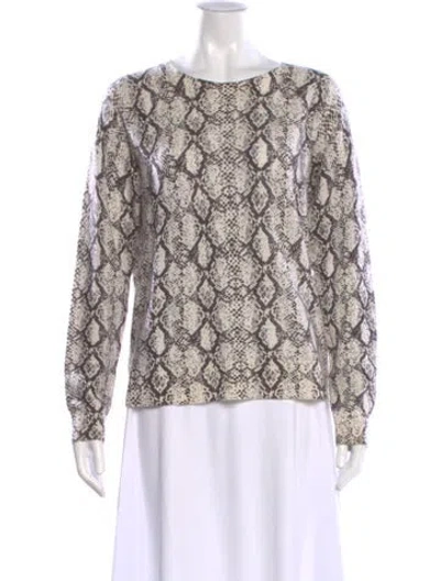 Pre-owned Minnie Rose Cashmere Animal Print Sweater In Gray