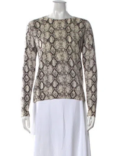 Pre-owned Minnie Rose Cashmere Animal Print Sweater In Gray