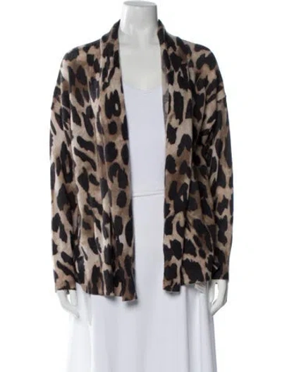 Pre-owned Minnie Rose Cashmere Animal Print Sweater In Multi
