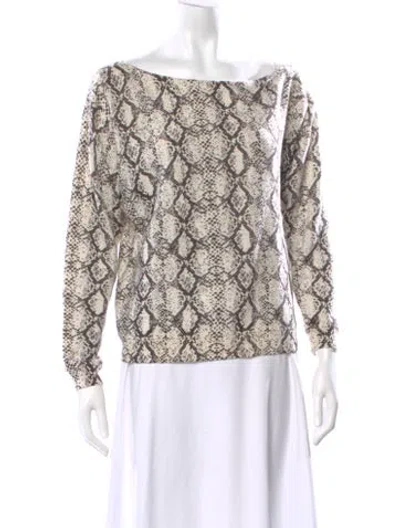 Pre-owned Minnie Rose Cashmere Animal Print Sweater In Neutral