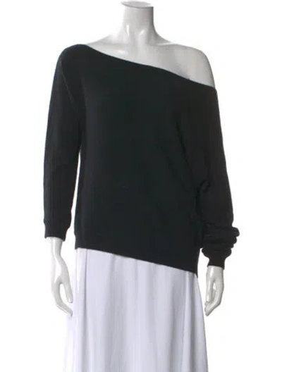 Pre-owned Minnie Rose Cashmere Bateau Neckline Sweater In Black