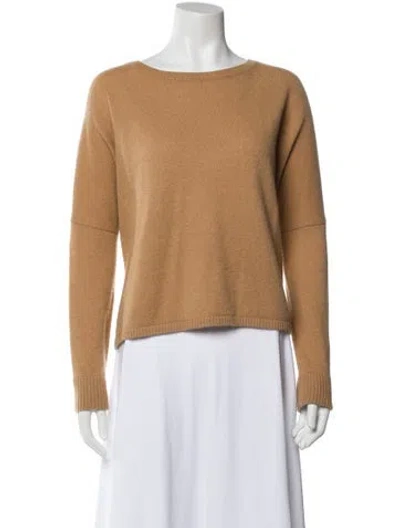 Pre-owned Minnie Rose Cashmere Bateau Neckline Sweater In Brown