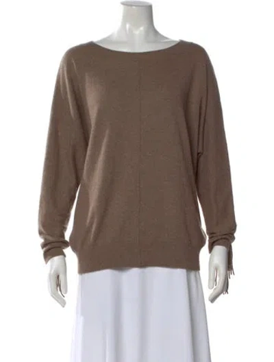 Pre-owned Minnie Rose Cashmere Bateau Neckline Sweater In Brown