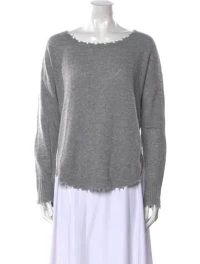 Pre-owned Minnie Rose Cashmere Bateau Neckline Sweater In Gray