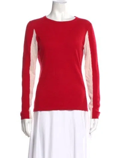 Pre-owned Minnie Rose Cashmere Bateau Neckline Sweater In Red