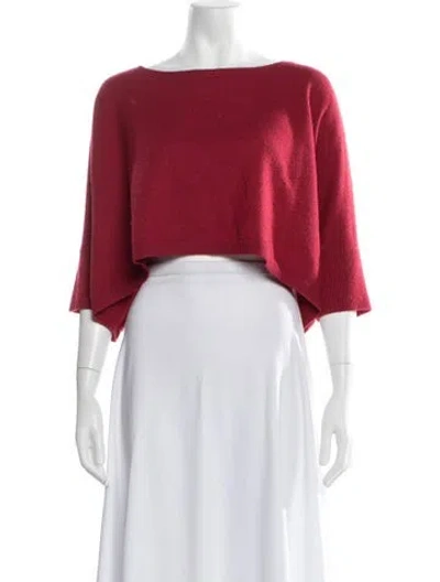 Pre-owned Minnie Rose Cashmere Bateau Neckline Sweater In Red