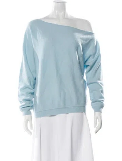 Pre-owned Minnie Rose Cashmere Bateau Neckline Sweater W/ Tags In Blue