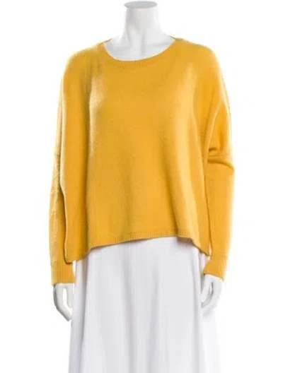 Pre-owned Minnie Rose Cashmere Bateau Neckline Sweater In Yellow