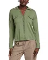 Minnie Rose Cashmere-blend Camp Shirt In Green