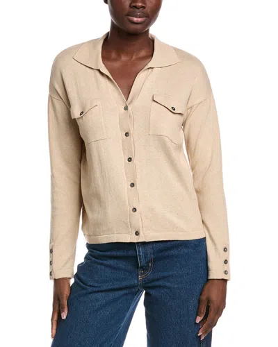 Minnie Rose Cashmere-blend Camp Shirt In Neutral