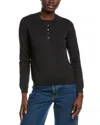 Minnie Rose Cashmere-blend Henley Sweater In Black