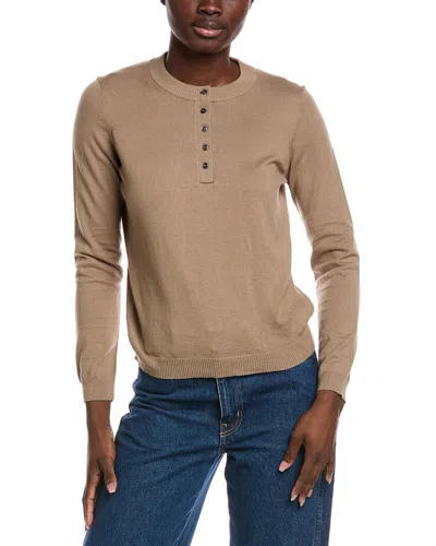 Minnie Rose Cashmere-blend Henley Sweater In Neutral