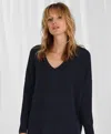 Minnie Rose Cashmere Boyfriend V-neck Sweater In Blue