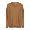 Minnie Rose Cashmere Boyfriend V-neck Sweater In Brown