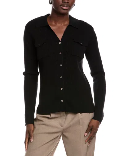 Minnie Rose Cashmere Button-up Sweater In Black