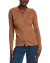 Minnie Rose Cashmere Button-up Sweater In Brown