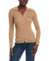 Minnie Rose Cashmere Button-up Sweater In Brown