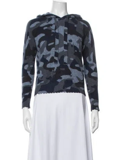 Pre-owned Minnie Rose Cashmere Camouflage Print Sweater In Blue