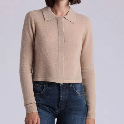 Minnie Rose Cashmere Collared Cardigan In Brown Sugar In Neutral