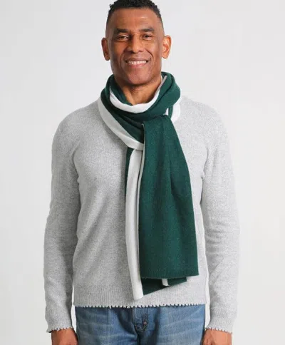 Minnie Rose Cashmere Color Blocked Sport Scarf In Green