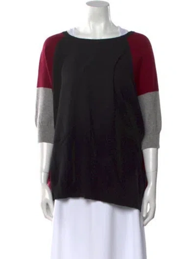 Pre-owned Minnie Rose Cashmere Colorblock Pattern Sweater In Black
