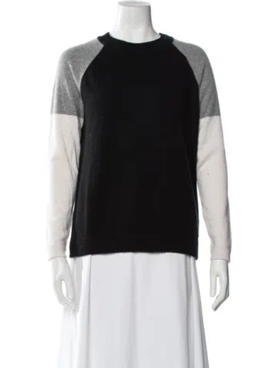 Pre-owned Minnie Rose Cashmere Colorblock Pattern Sweater In Black