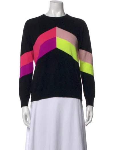 Pre-owned Minnie Rose Cashmere Colorblock Pattern Sweater In Black
