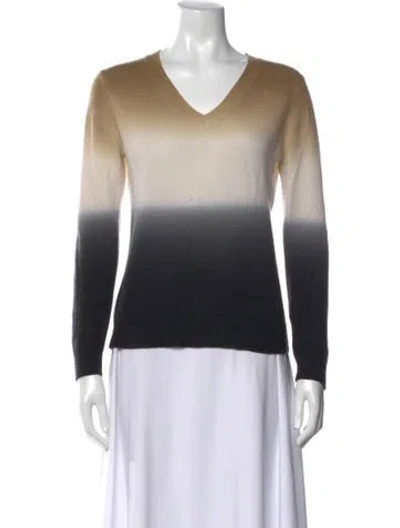 Pre-owned Minnie Rose Cashmere Colorblock Pattern Sweater In Blue