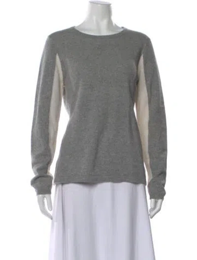 Pre-owned Minnie Rose Cashmere Colorblock Pattern Sweater In Gray