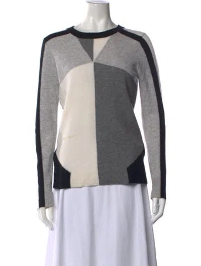 Pre-owned Minnie Rose Cashmere Colorblock Pattern Sweater In Grey