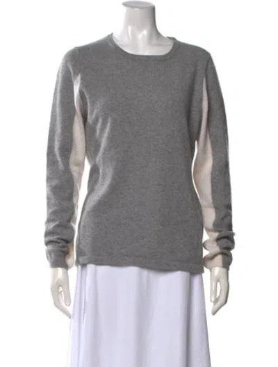 Pre-owned Minnie Rose Cashmere Colorblock Pattern Sweater In Grey/neutrals