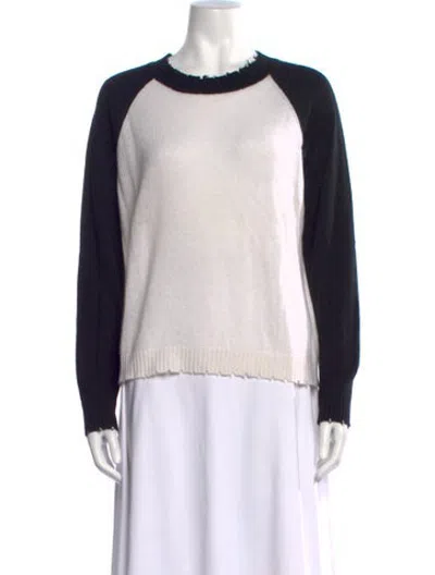Pre-owned Minnie Rose Cashmere Colorblock Pattern Sweater In Neutrals