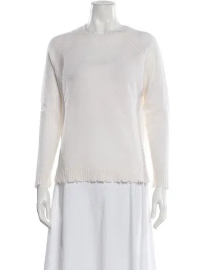 Pre-owned Minnie Rose Cashmere Crew Neck Sweater In White