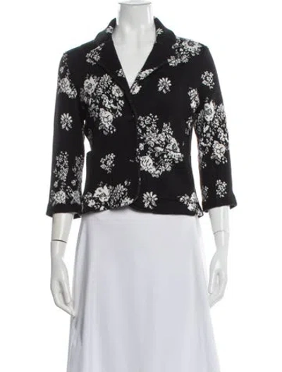 Pre-owned Minnie Rose Cashmere Floral Print Evening Jacket In Black