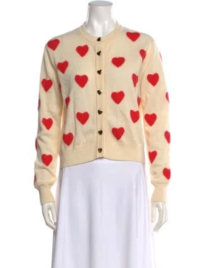 Pre-owned Minnie Rose Cashmere Floral Print Sweater In Neutrals