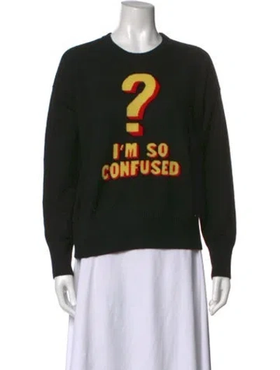 Pre-owned Minnie Rose Cashmere Graphic Print Sweater In Black
