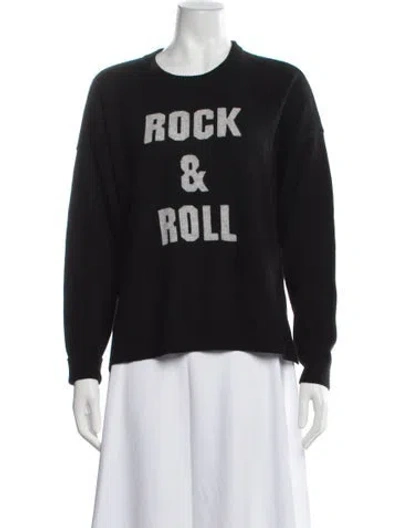 Pre-owned Minnie Rose Cashmere Graphic Print Sweater In Black