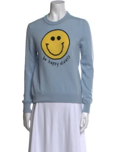 Pre-owned Minnie Rose Cashmere Graphic Print Sweater In Blue