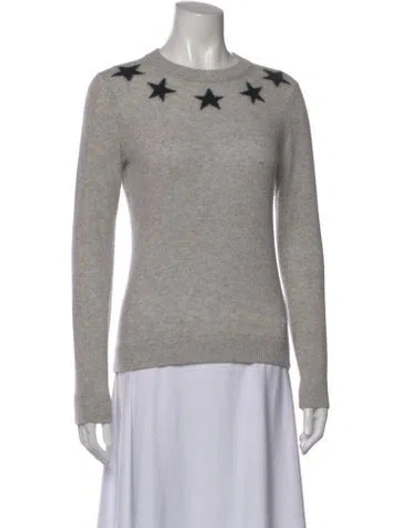 Pre-owned Minnie Rose Cashmere Graphic Print Sweater In Gray