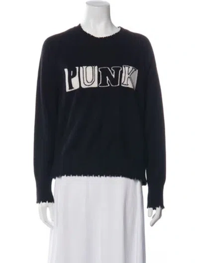 Pre-owned Minnie Rose Cashmere Graphic Print Sweater W/ Tags In Black