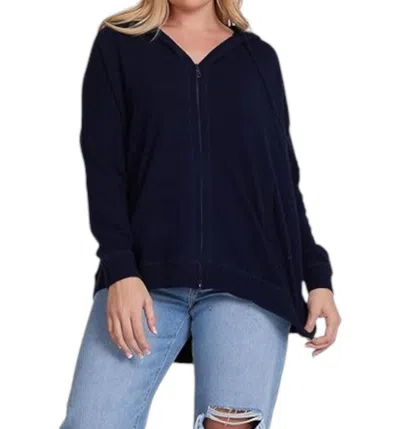 Minnie Rose Cashmere Hoodie In Navy In Blue