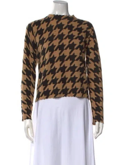 Pre-owned Minnie Rose Cashmere Houndstooth Print Sweater In Grey