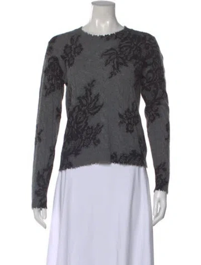 Pre-owned Minnie Rose Cashmere Lace Pattern Sweater In Black