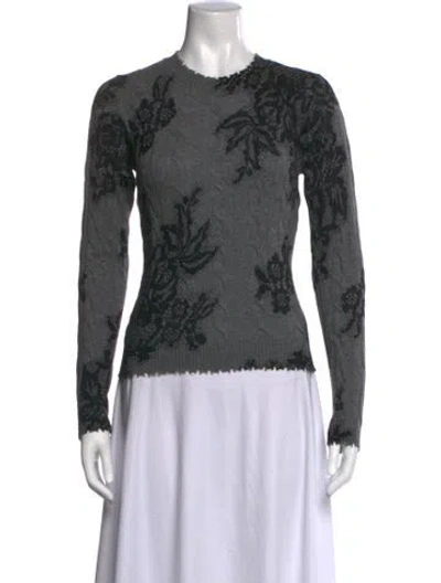 Pre-owned Minnie Rose Cashmere Lace Pattern Sweater In Grey