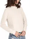 Minnie Rose Cashmere Long Sleeve Shrunken Crew Sweater In White In Neutral