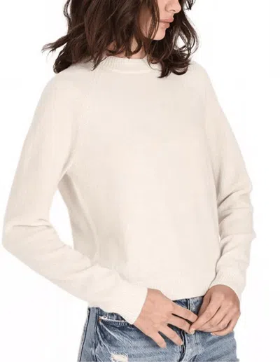 Minnie Rose Cashmere Long Sleeve Shrunken Crew Sweater In White In Neutral
