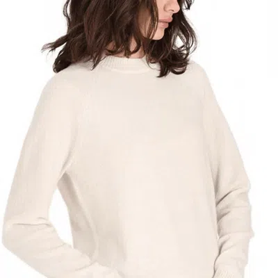 Minnie Rose Cashmere Long Sleeve Shrunken Crew Sweater In White
