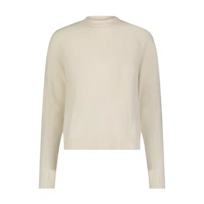 Minnie Rose Cashmere Long Sleeve Shrunken Crewneck Sweater In White
